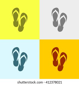 Flip Flop Icon on Four Different Backgrounds. Eps-10.