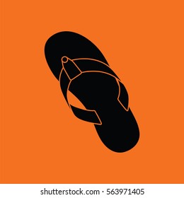 Flip flop icon. Orange background with black. Vector illustration.