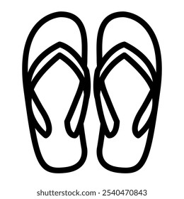 Flip flop Icon in Outline Style. Line Art. Isolated on White Background