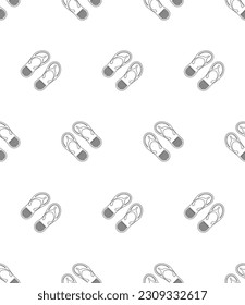 Flip Flop Icon Seamless Pattern, Flip-Flop Icon, Flat Sole Casual Wear Sandal Vector Art Illustration