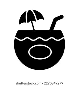 The flip flop icon is a symbol of laid-back, summertime leisure and relaxation, premium vector of coconut drink