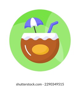 The flip flop icon is a symbol of laid-back, summertime leisure and relaxation, premium vector of coconut drink