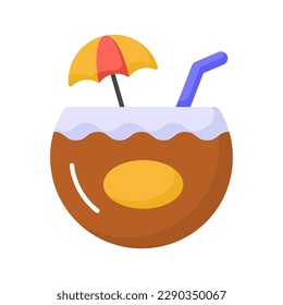 The flip flop icon is a symbol of laid-back, summertime leisure and relaxation, premium vector of coconut drink