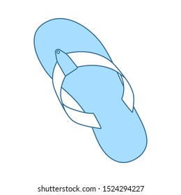 Flip Flop Icon. Thin Line With Blue Fill Design. Vector Illustration.