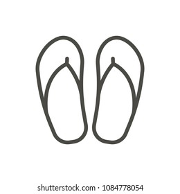 Flip flop icon vector. Line beach flops symbol isolated. Trendy flat outline ui sign design. Thin linear flip-flop graphic pictogram for web site, mobile app. Logo illustration. Eps10.