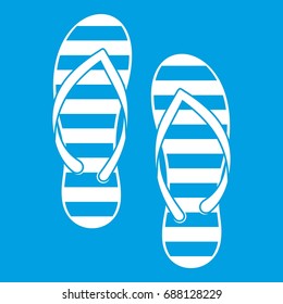 Flip flop icon white isolated on blue background vector illustration