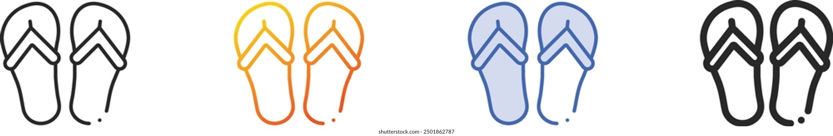 Flip flop icon.Thin Linear, Gradient, Blue Stroke and bold Style Design Isolated On White Background