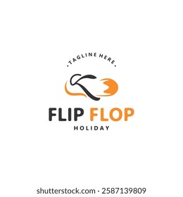 Flip Flop logo design style line art template illustration 