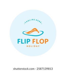 Flip Flop logo design style line art template illustration 