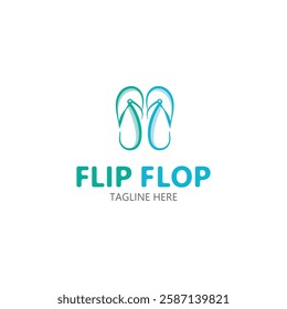 Flip Flop logo design style line art template illustration 