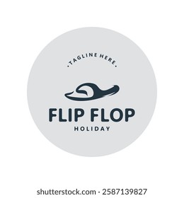 Flip Flop logo design style line art template illustration 