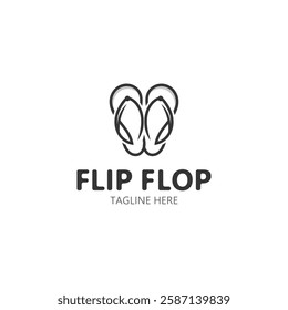 Flip Flop logo design style line art template illustration 