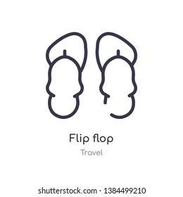 flip flop outline icon. isolated line vector illustration from travel collection. editable thin stroke flip flop icon on white background