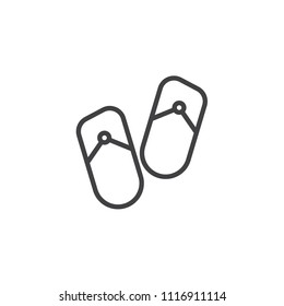Flip flop outline icon. linear style sign for mobile concept and web design. Beach slippers simple line vector icon. Symbol, logo illustration. Pixel perfect vector graphics