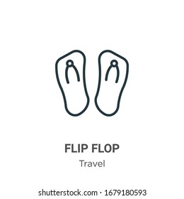 Flip flop outline vector icon. Thin line black flip flop icon, flat vector simple element illustration from editable travel concept isolated stroke on white background