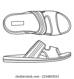 Flip flop sandal shoes for men  Doodle vector illustration