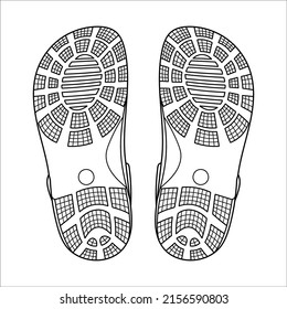 Flip Flop Sandalen Schuhe für Männer. Einzige Ansicht, Vektordoodle-Illustration. Flip Flop Sandalen Schuhe für Männer. Auf der Seite, Vektorgrafik.