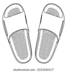 Flip flop sandal shoes for men. Diferent wievs: Up, Top side, outline vector doodle illustration. Flip flop sandal shoes for men. Up side vector doodle illustration.