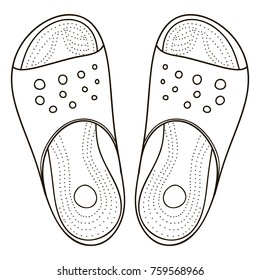 Flip flop sandal shoes for men. Up side, vector doodle illustration
