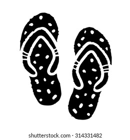 Flip flop sandálias mão desenhado isolado no fundo branco, vista superior, arte logotipo design