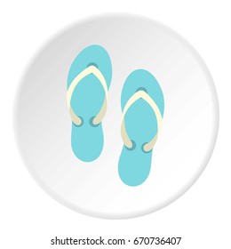 Flip flop sandals icon in flat circle isolated vector illustration for web