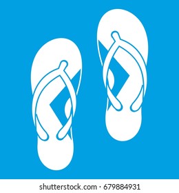 Flip flop sandals icon white isolated on blue background vector illustration