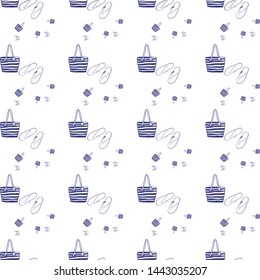 flip flop Seamless pattern, beach season, composition on the theme of vacation at sea, drawn in vector