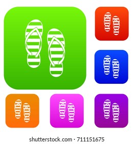Flip flop set icon in different colors isolated vector illustration. Premium collection