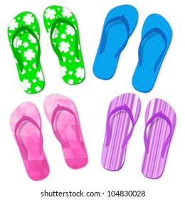 Flip flop set on a white background. Vector illustration.