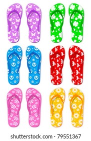 Flip flop set on a white background. Vector illustration.