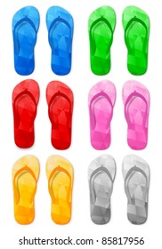 Flip flop set on a white background. Vector illustration.