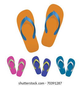 Flip flop set. Vector illustration on white background