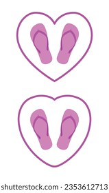 flip flop shoes in heart shape frame icon