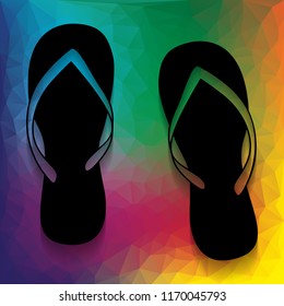 Flip flop sign. Vector. Flat style black icon on white.