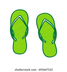 Flip flop sign. Vector. Lemon scribble icon on white background. Isolated