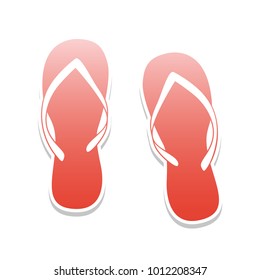 Flip flop sign. Vector. Reddish icon with white and gray shadow on white background. Isolated.