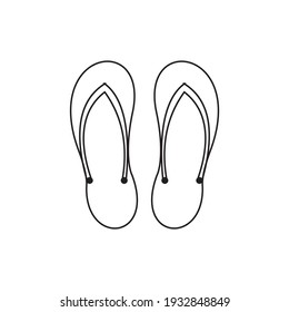 Flip Flop Slippers Icon Outline Contour Vector On White Background