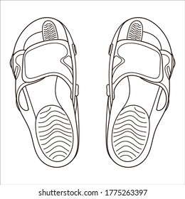 Flip flop sport sandal shoes for men. Doodle vector illustration