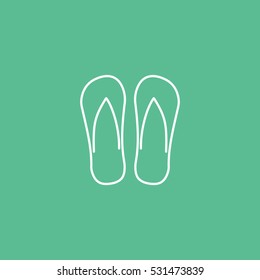 Flip Flop Step Ins Line Icon On Green Background