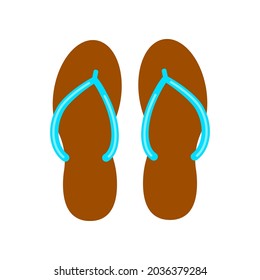 Flip flop summer slippers pair vector icon isolated on white background. Flat design cartoon style women beach footwear top view illustration. 