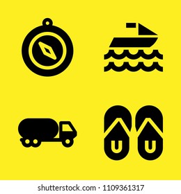 flip flop, tanker, compass and jet ski vector icon set. Sample icons set for web and graphic design
