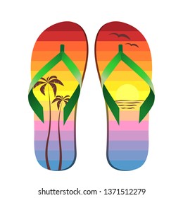 Flip flop - texture summer sunset at beach vector illustration