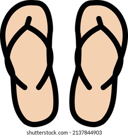 flip flop vector illustration isolated on a transparent background. storke vector icons for concept or web graphics.