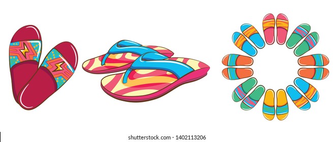 flip flop vector set graphic clipart design 
