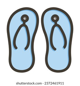 Flip Flop Vector Thick Line Filled Colors Icon For Personal And Commercial Use.
