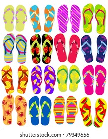 Set Summer Colorful Comic Flip Flop Stock Vector (Royalty Free ...