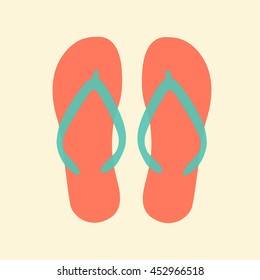 Flip flops beach icon over send background vector illustration