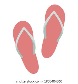 Flip flops. Zapatillas de playa y de piscina. Ilustración plana vectorial, dibujada a mano. Objeto aislado, elemento sobre un fondo blanco.