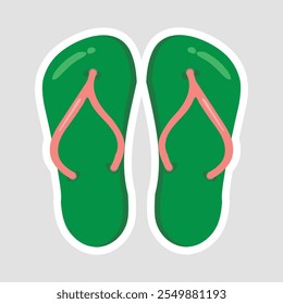 Flip Flops. Adesivo de ilustração vetor sandálias de praia. Um par de flip-flops adesivo colorido, ideal para temas de praia, férias de verão, e projetos de férias casuais