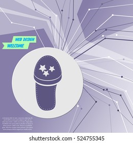 flip flops, beach slippers icon on purple abstract modern background. The lines in all directions. With room for your advertising. Vector illustration